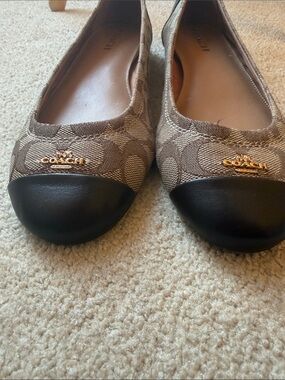 Coach Womens Chelsea Brown Beige Monogram Print Slip-On Ballet Flats